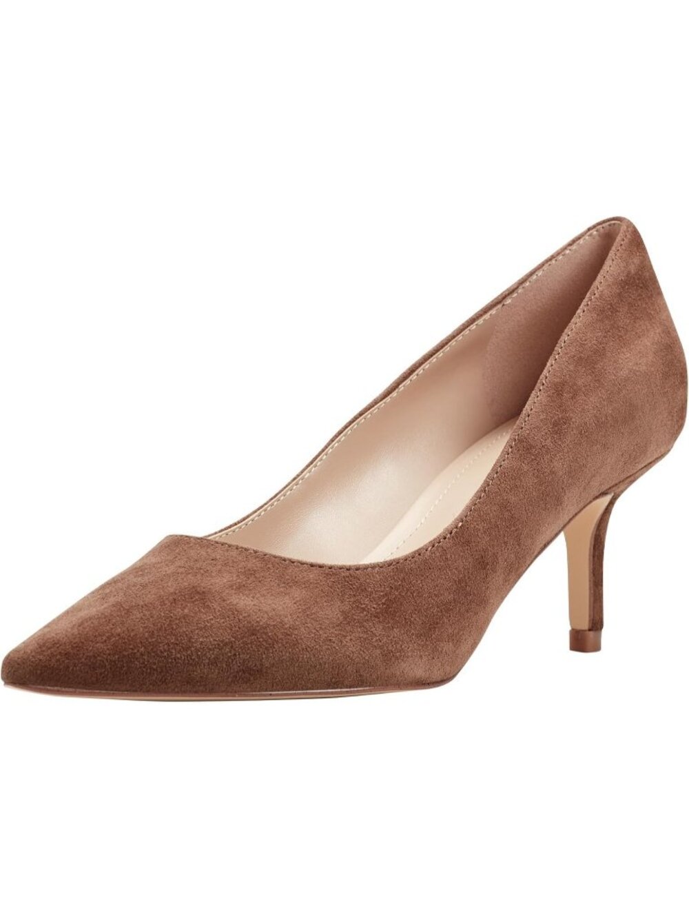 Women's Medium Natural Suede Pointed Toe Alola Casual Pumps Pull On Heel Shoes